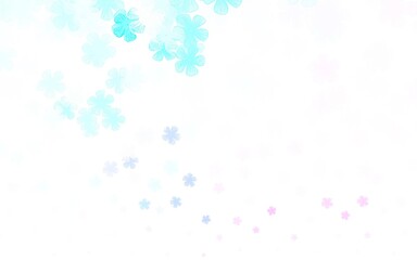 Light Pink, Blue vector doodle template with flowers.