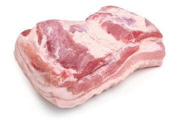 Raw pork breast meat, isolated on white background.