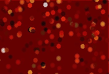 Light Red, Yellow vector template with ice snowflakes.