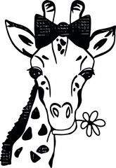 giraffe with a flower