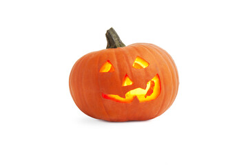 glowing pumpkin on a white background