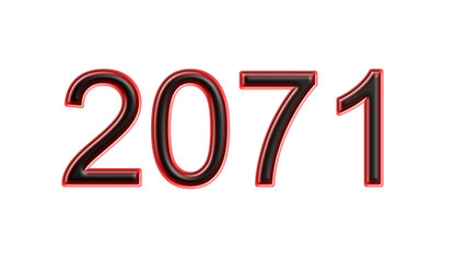 red 2071 number 3d effect white background