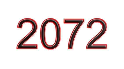 red 2072 number 3d effect white background