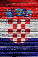 flag of Croatia painted on wooden frame