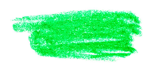 Colourful green oil pastel chalk painted strokes or smear isolated on white background