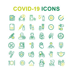 Set of Coronavirus Outline Icons, Covid-19 Icons