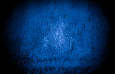 Obraz premium Old wall pattern texture cement blue dark abstract blue color design are light with black gradient background.