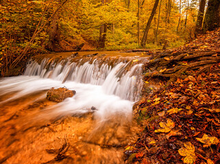 Nice waterfall at Szilvasvarad, Hungary in autumn