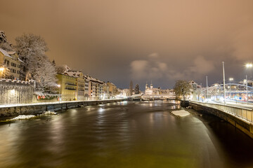 Lucerne by night in winter - Switzerland