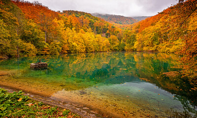 Nice lake at Szilvasvarad, Hungary in autumn