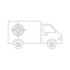 Shooting van aim goal icon (Outline Vector illustration)