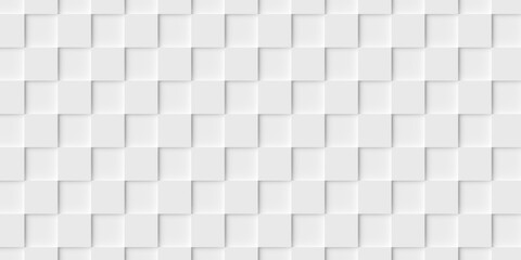 Modern minimal white checkerboard shifted cube geometrical pattern background flat lay top view from above