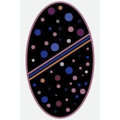 Abstract oval with circles and lines, Easter egg card, festive, bubbles, vector