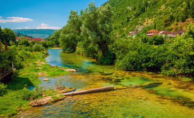 Fototapeta na wymiar River Bregava in Stolac, Bosnia and Herzegovina 
