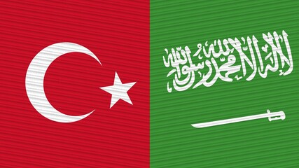 Saudi Arabia and Turkey Two Half Flags Together
