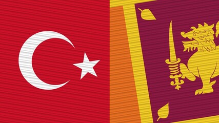 Sri Lanka and Turkey Two Half Flags Together