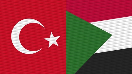 Sudan and Turkey Two Half Flags Together
