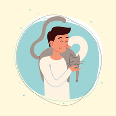 happy man with a cat