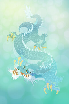 Dragon Oriental traditional painting illustration down blue bg tattoo design 타투도안 용문신 도안 건대타투