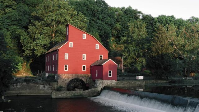 Red Mill Drone Video Footage at Sunrise in Clinton, New Jersey