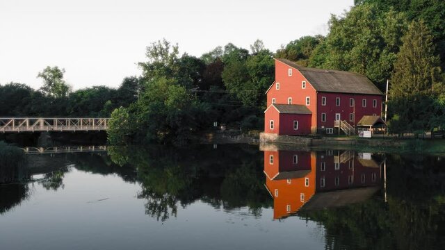 Clinton, NJ Red Mill Aerial Drone Video in 4K down River