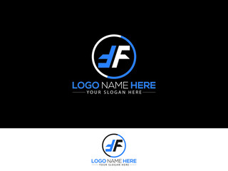 Letter FF Logo, circle ff logo icon vector image