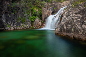 Fototapeta na wymiar Portela do Homem waterfall in Peneda-Gerês National Park in Portugal