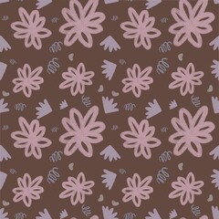 seamless floral pattern with flowers, stains and blots