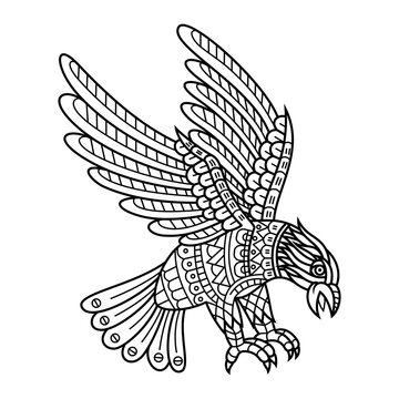 Hand drawn of eagle in zentangle style