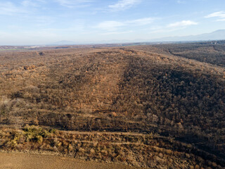 Aerial view of Upper Thracian Plain near Asenovgrad, Bulgaria