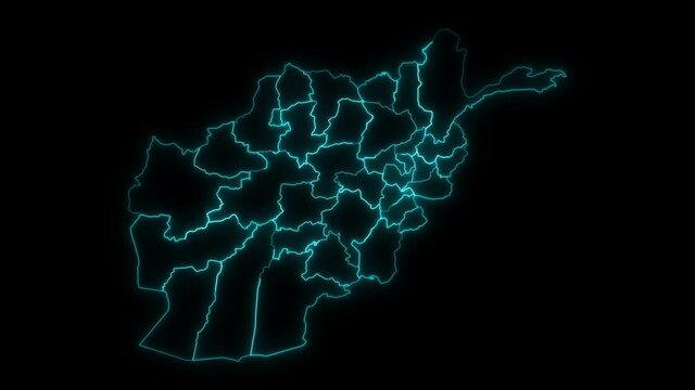 Animated Outline Map of Afghanistan with Provinces