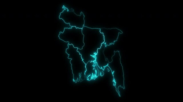 Animated Outline Map of Bangladesh with Divisions