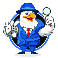 eagle detective  nascot cartoon in vector