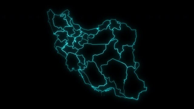 Animated Outline Map of Iran with Provinces