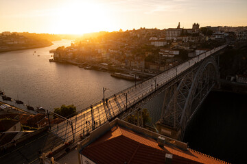 View from the Serra do Pilar Monastery in Vila Nova de Gaia towards the old town of Porto, with the...