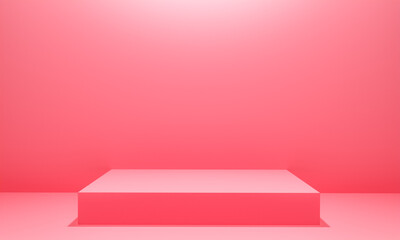 Scene with pink color podium for mock up presentation in minimalism style with copy space, 3d render abstract background