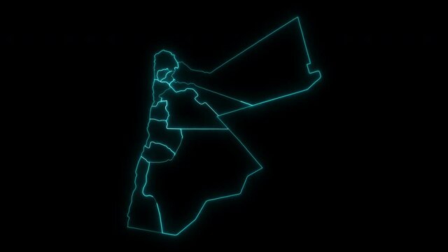 Animated Outline Map of Jordan with Governorates