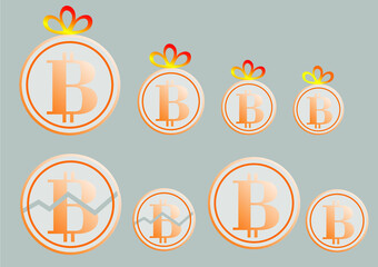 bit coin vector image used as a gift give or transfer and showing the ups and downs of the currency