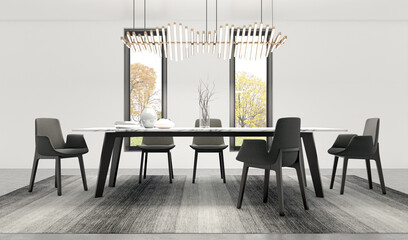 Illustration 3D rendering large luxury modern bright interiors Living room mockup computer digitally generated image