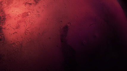 A close-up of the red planet Mars.
