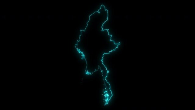 Animated Outline Map of Myanmar
