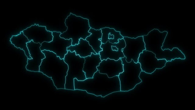 Animated Outline Map of Mongolia with Provinces