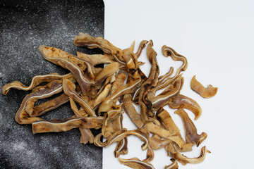 fried pork ear and seasoned with salt