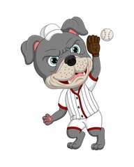 Cartoon bulldog playing a baseball