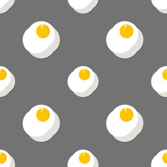 Fried eggs on a gray surface. Vector repeated eggs wallpaper.