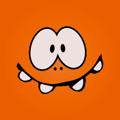 Obraz premium Funny face and orange background. Vector stupid face.