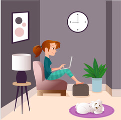 Woman working at home
