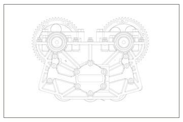 A 3d design of a cylinder head.