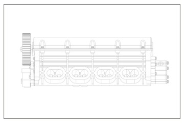 A 3d design of a cylinder head.