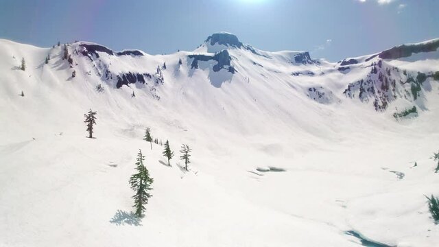 Aerial Background of Snow Covered Mountains in Washington State